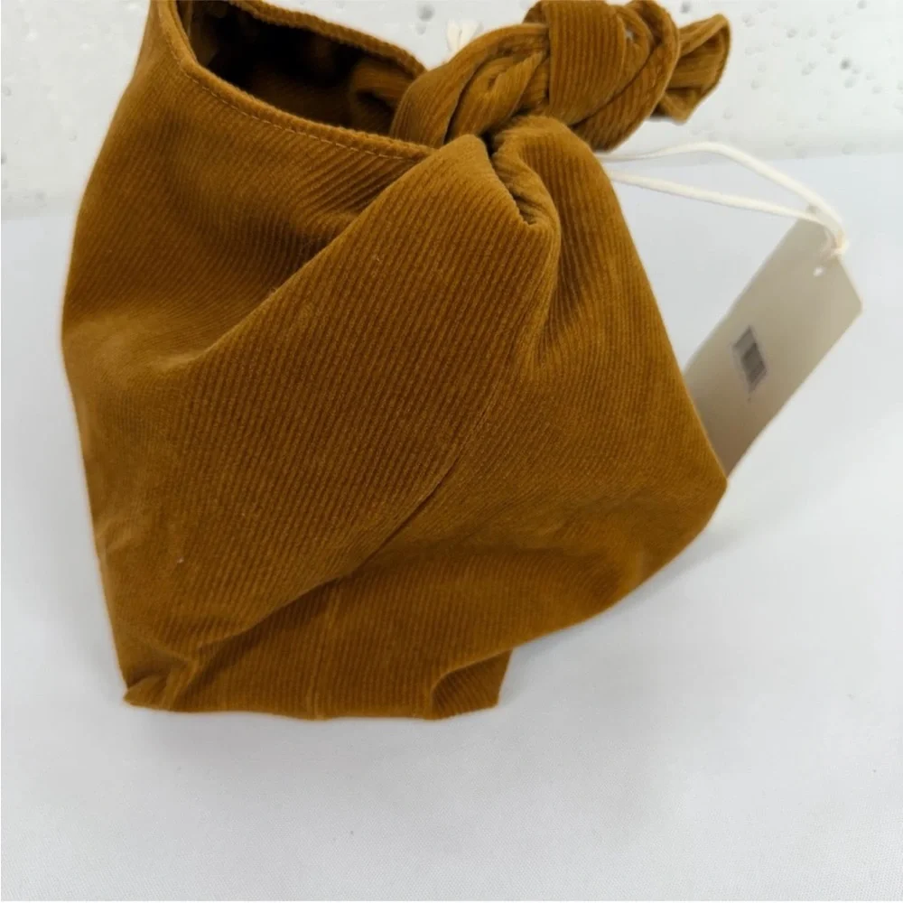 Merit Rust Brown Corduroy Tie Handle Cosmetic Bag NEW